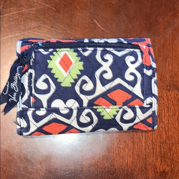 Vera Bradley Sun Valley Navy Orange & white wallet - Picture 2 of 6